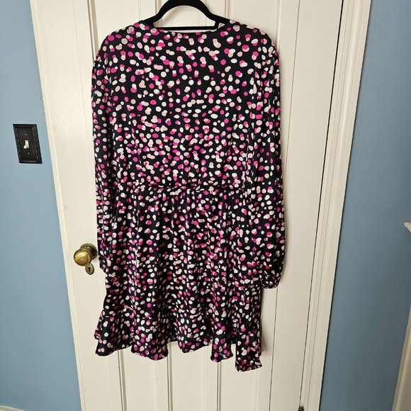 Dress The Drop Caralyn Mirand Long Sleeve Navy & Pink Polka Dot Tie  - Size XXL - Picture 7 of 10